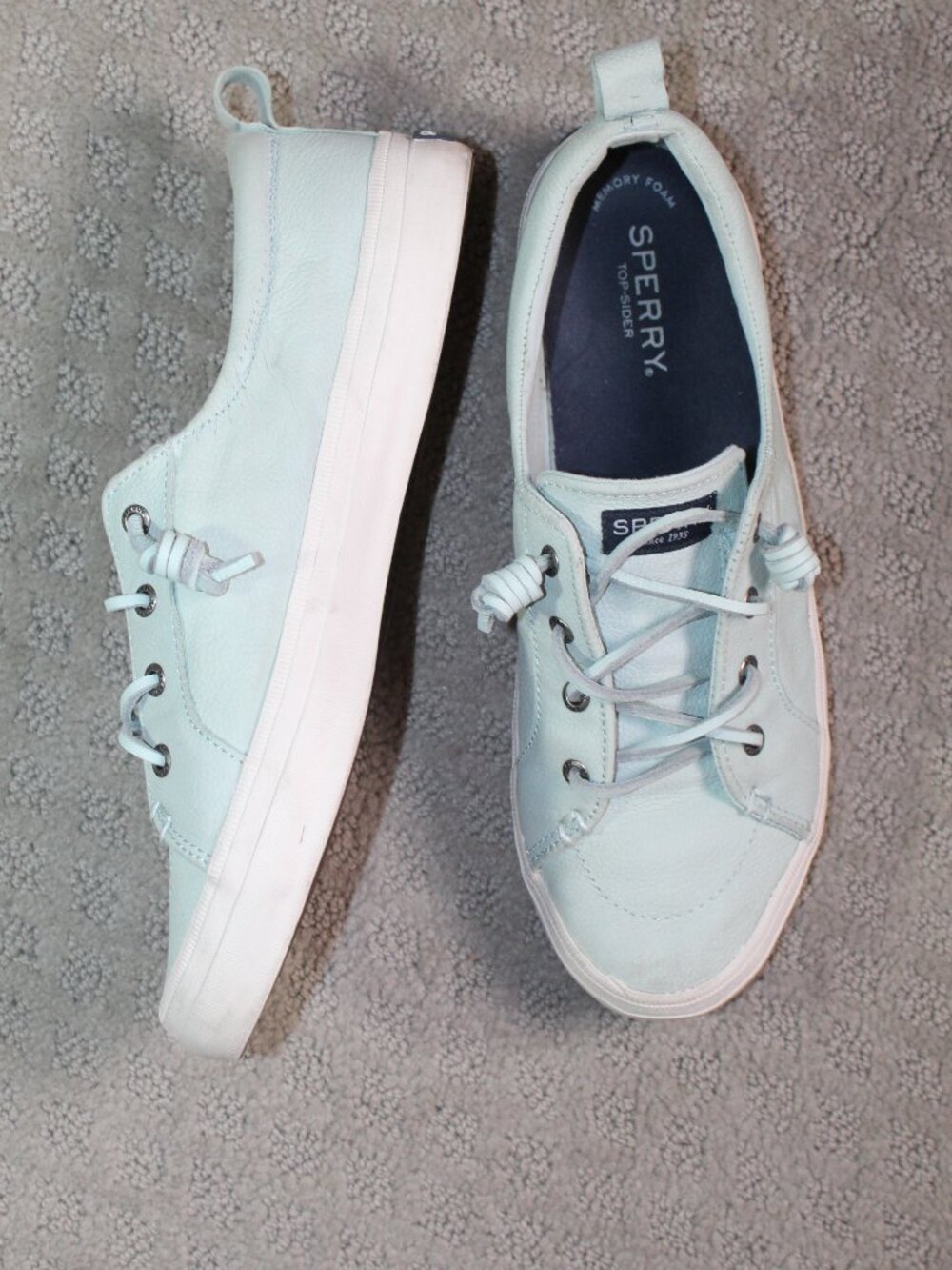 Sperry Top Sider Size 8.5 Mint Green Leather Boat Shoes